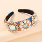F3187 hair hoop wide-brimmed retro fashion imitation pearl hair accessories elegant temperament inlaid diamond head hoop