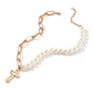 Jewelry Fashion Pearl Chain Cross Necklace Ladies Punk Retro Exaggerated Short Pendant