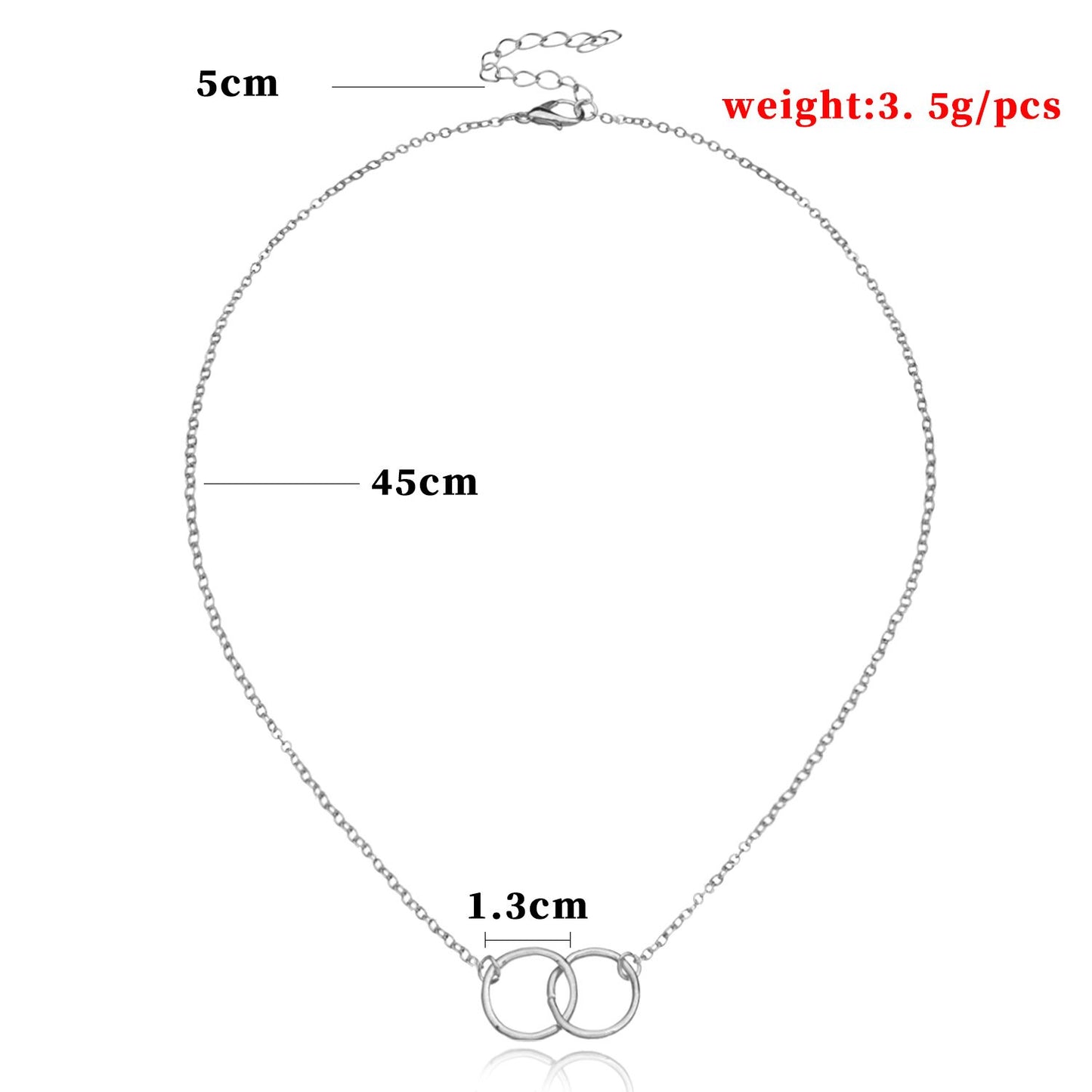 Women's Alloy Copper Circle Pendant Clavicle Chain Fashion Double Circle Accessories Necklace Jewelry