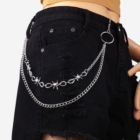 Hip-hop trend personality thorn waist chain exaggerated cool punk thorn pants chain clothing chain