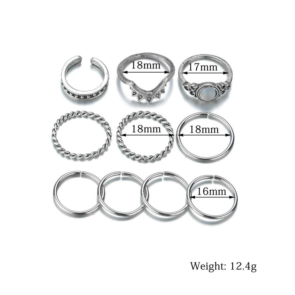 Vintage Alloy Resin Accessories Multi-Piece Ring Ethnic Turquoise Knuckle Rings Women Accessories