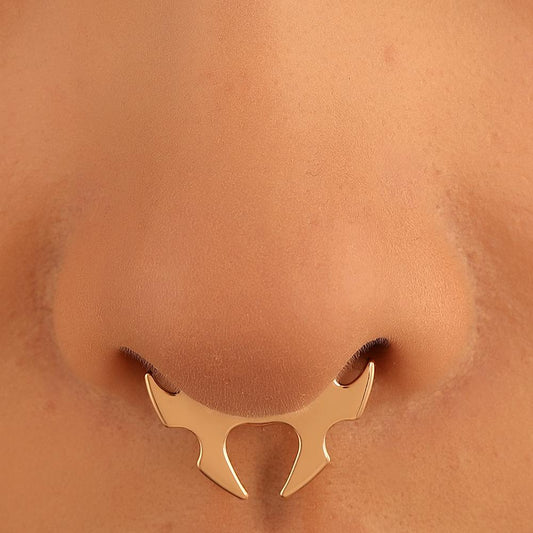 Piercing-free U-shaped horn nose clip fake nose ins fashion geometric bat nose ring puncture jewelry