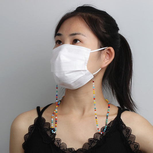 Mask anti-lost lanyard handmade crystal beads multi-color mask hanging chain glasses chain multi-purpose necklace