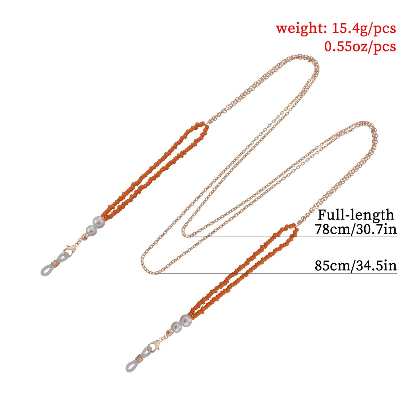 Jewelry Ladies Orange Beads Trend Glasses Chain Simple Personality Mask Accessories