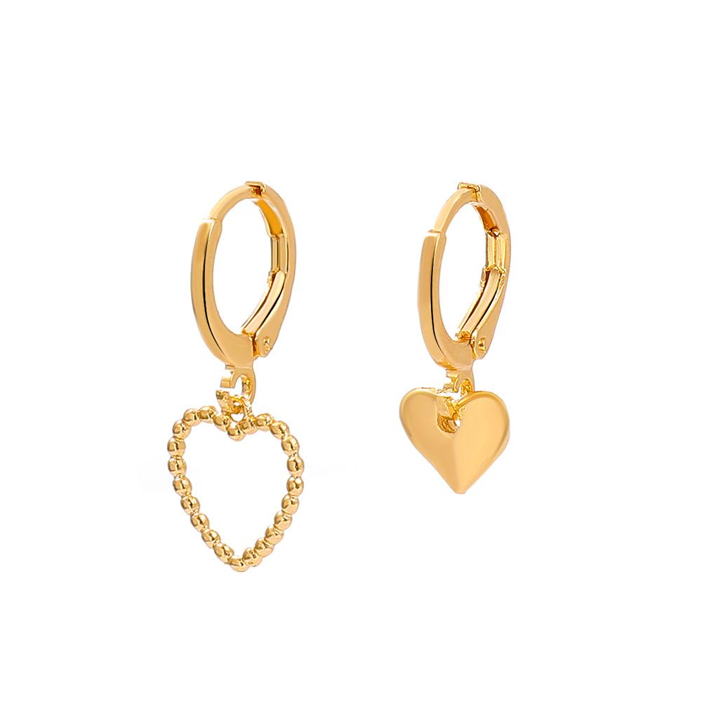 Simple Metal Asymmetric Love Earrings Ins Temperament Net Red Creative Small Heart Earrings Buckle Earrings