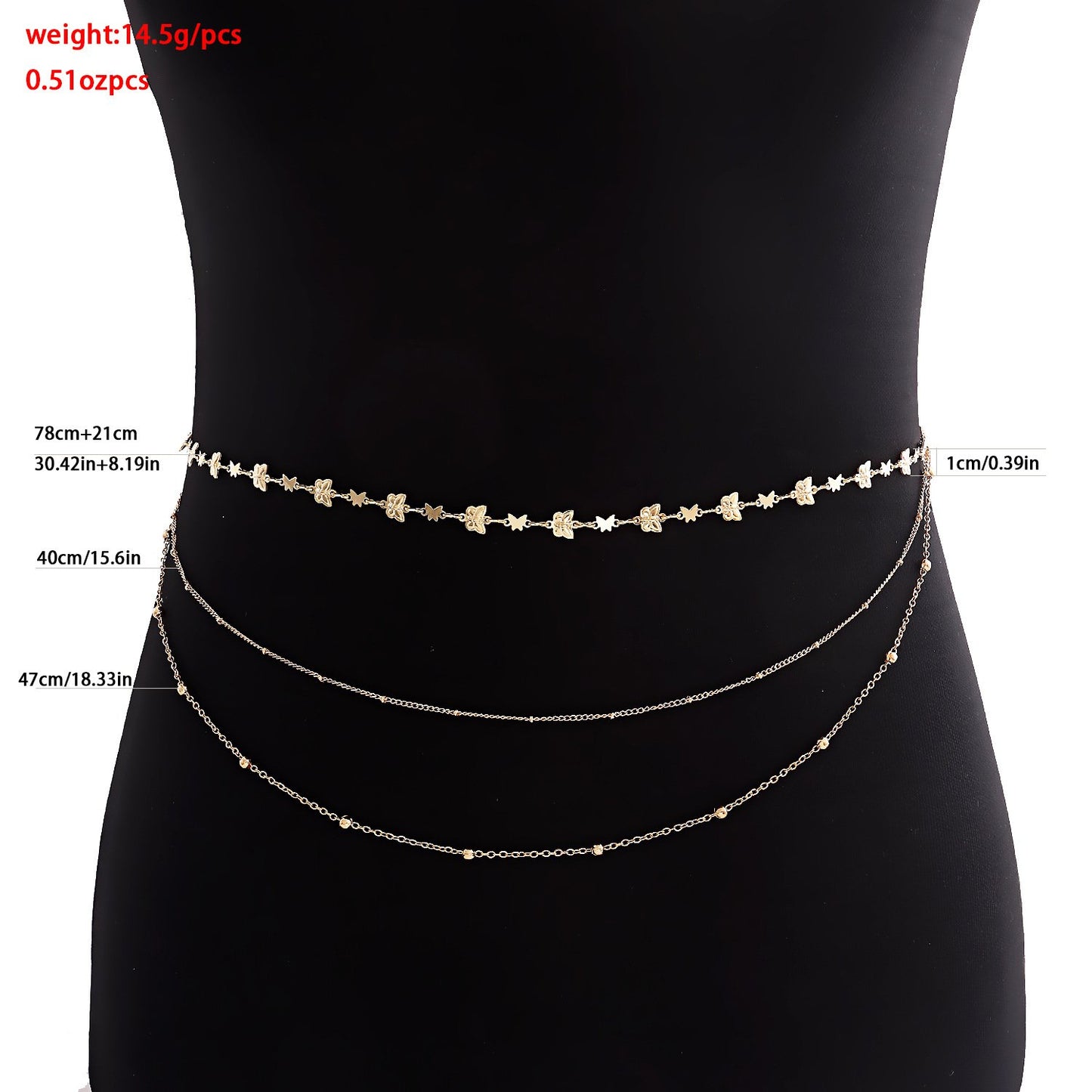 Jewelry punk hip-hop simple multi-layer body chain female retro temperament butterfly multi-layer waist chain