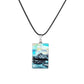 Creative Handmade Snow Mountain Lake Square Pendant Fashion Aurora Phantom Scenery Resin Wax Rope Necklace