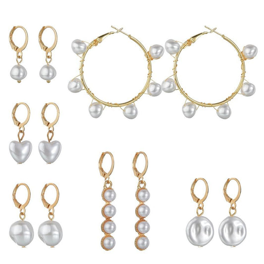 Popular Round Buckle Earrings Fashion Simple Peach Heart Shaped Pearl Earrings Accessories