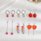 ins resin love earrings set fashion acrylic strawberry butterfly paper clip earrings set of 6