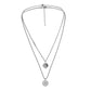 Men's Stainless Steel Twine Stitching Double Coin Compass Star Necklace