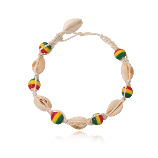 Accessories hand-woven rope colorful beads shell pendant popular beach anklet for women