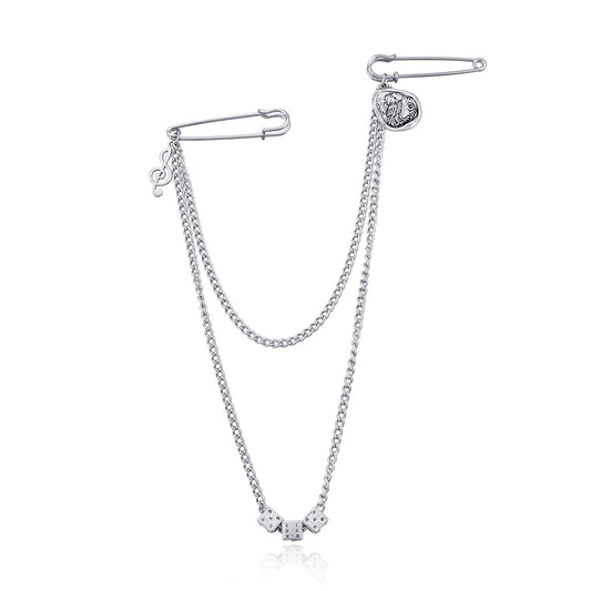 Jewelry Owl Embossed Letters Dice Brooch Men's and Women's Trendy Models All-match Music Amulet Pin Pendant