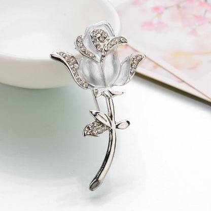 Rose Crystal Brooch Temperament Ladies Coat Jewelry Wedding Bridal Corsage