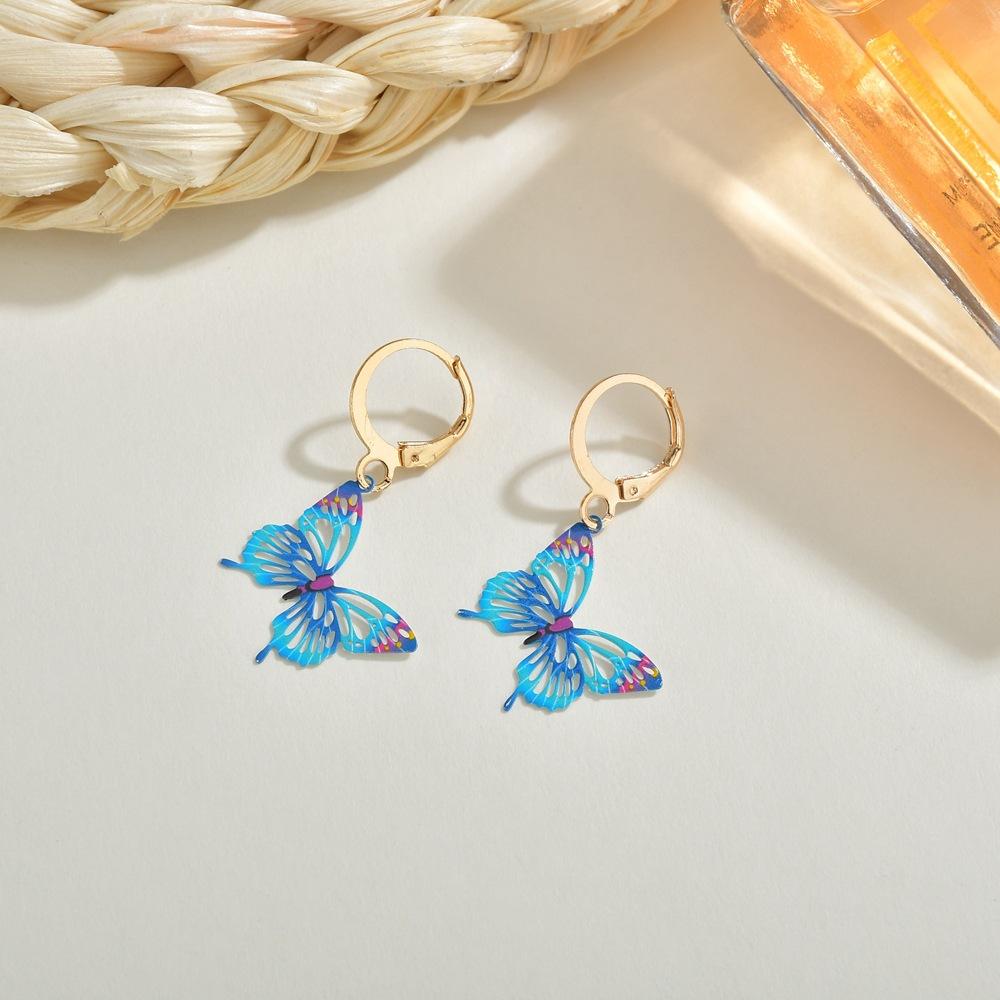 Cute Painted Butterfly Earrings Retro Drip Oil Computer Chip Earrings Female Jewelry