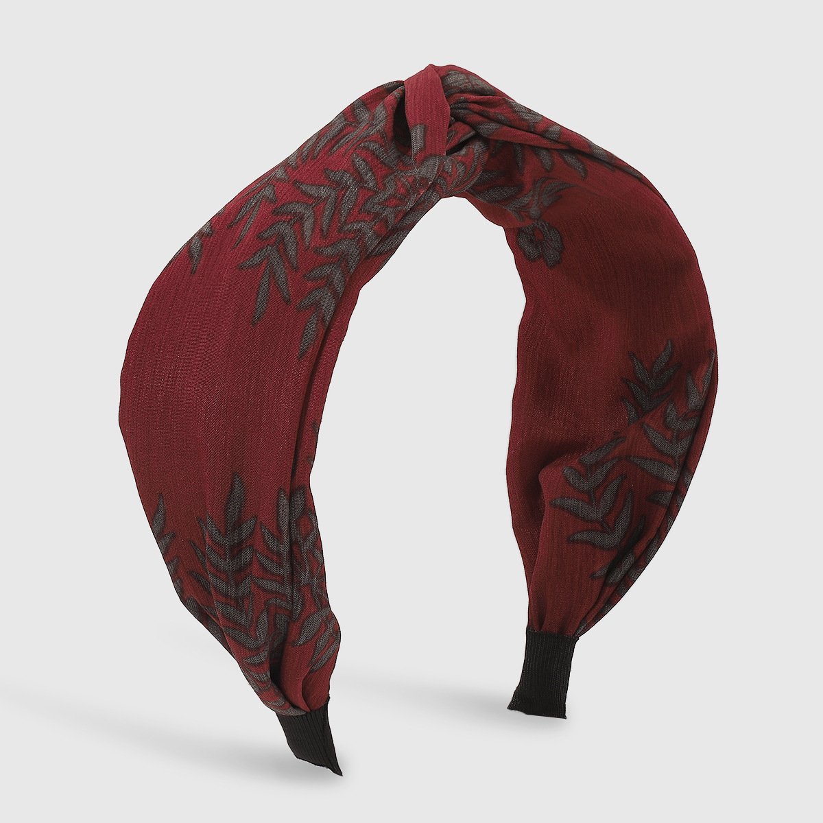 F4881 Fabric fashion trendy cross wide-brimmed headband pure color leaf print contrasting color simple net red headband