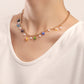 Jewelry punk simple colorful glass flower imitation pearl pendant necklace female ins necklace