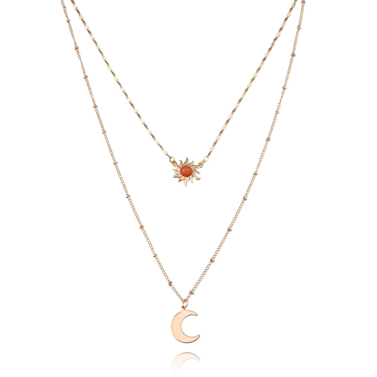 Jewelry Jewelry Sunflower Crescent Pendant Necklace Ladies Temperament Fashion Double Bead Necklace