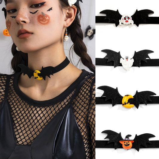 Jewelry sweet cool Halloween pumpkin ghost choker necklace Gothic party meniscus necklace