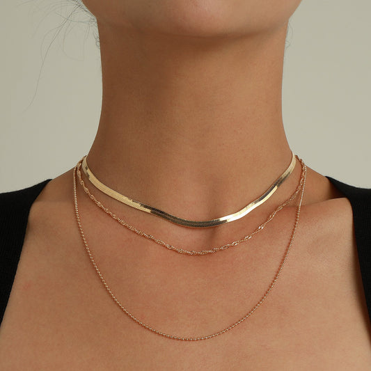 Jewelry Snake Bone Beads Multilayer Necklace Female Simple Fashion Personality Alloy Necklace