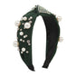 F396 Retro Temperament Hair Accessories Fashion Cross Knotted Imitation Pearl Headband Diamond Anti-slip Headband