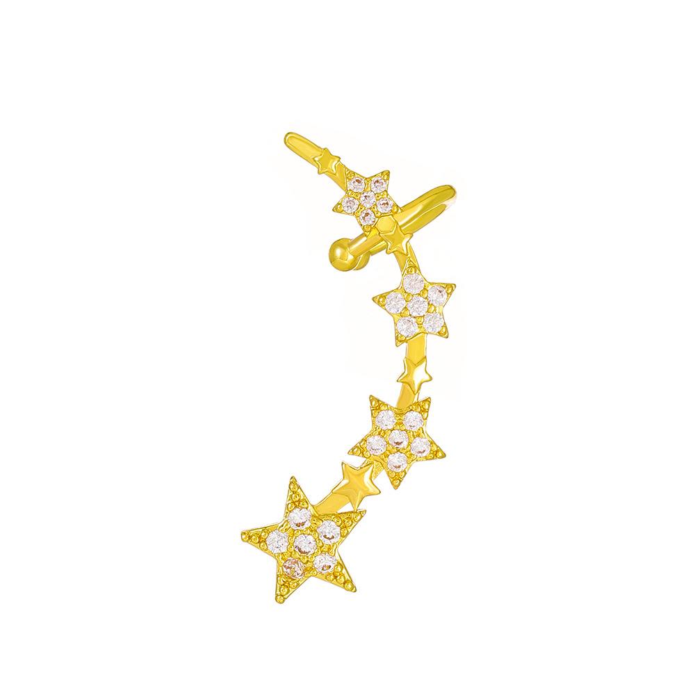 ins micro-inlaid zircon butterfly ear clip without ear hole fashion temperament star letter ear bone clip single earring