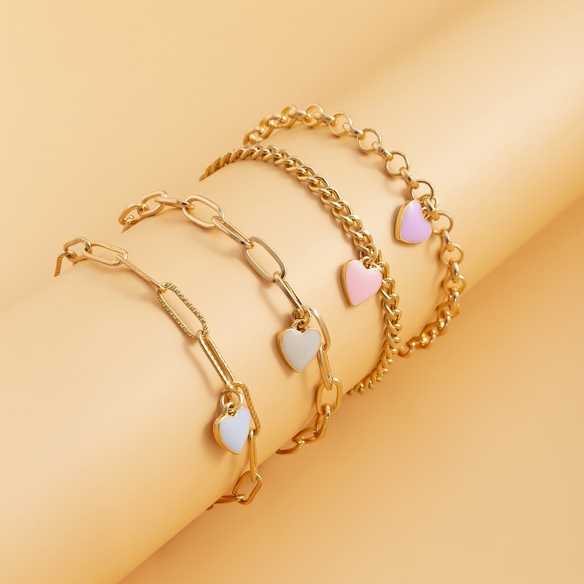 Jewelry Creative Metal Cross Chain Bracelet Simple Fresh Drip Nectarine Heart Set Bracelet Women