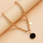 Jewelry wild berry exaggerated thick chain black mother-of-pearl necklace female trendy cool alloy sweater chain