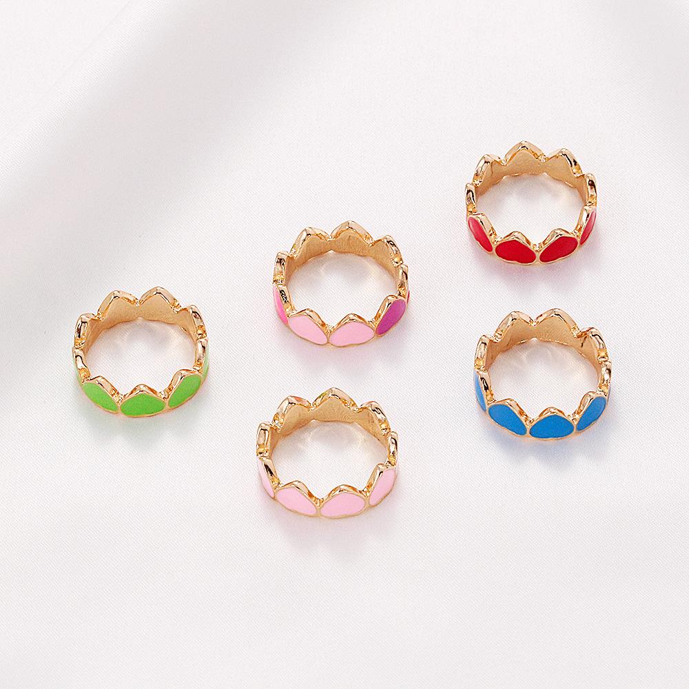 Ins net red color love ring retro personality trend drop nectarine peach heart ring cute fun tail ring