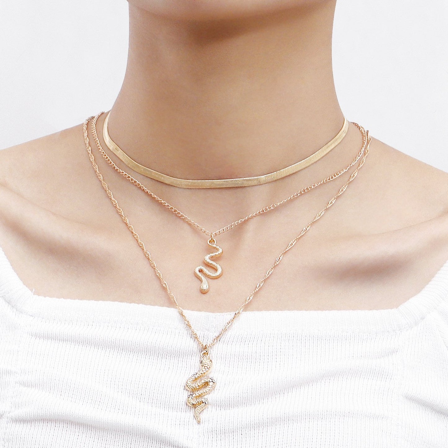 Jewelry retro pastoral multi-layer double snake pendant necklace female accessories y2k trendy cool necklace