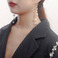 Jewelry ins tassel imitation pearl pendant earrings earrings female handmade geometric metal temperament earrings