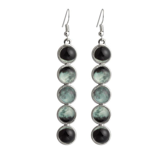 Fashion creative total lunar eclipse luminous earrings personalized retro tassel earrings jewelry