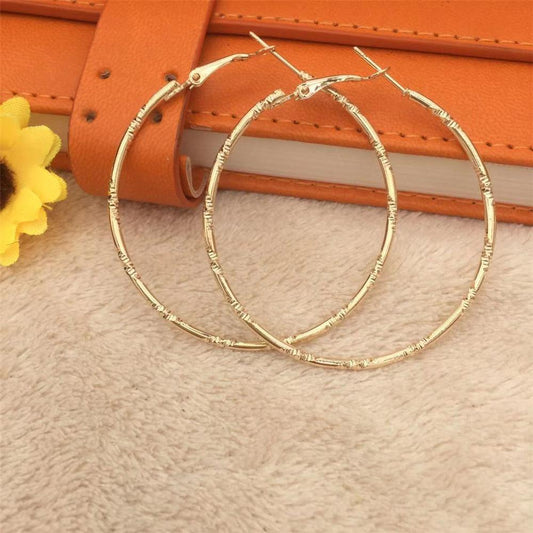 Simple bamboo metal circle earrings women's ear hanging ear jewelry explosion