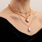 Explosive ins metal special-shaped pearl necklace simple and versatile big peach heart pendant necklace female