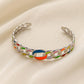 Twist Braided Geometric Creative Ladies Stainless Steel Opening Design Colorful Chain Painting Oil Bracelet