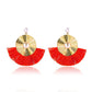 Exaggerated Metal Tassel Earrings Bohemian Fan-shaped Irregular Earrings Retro Geometric Pearl Earrings