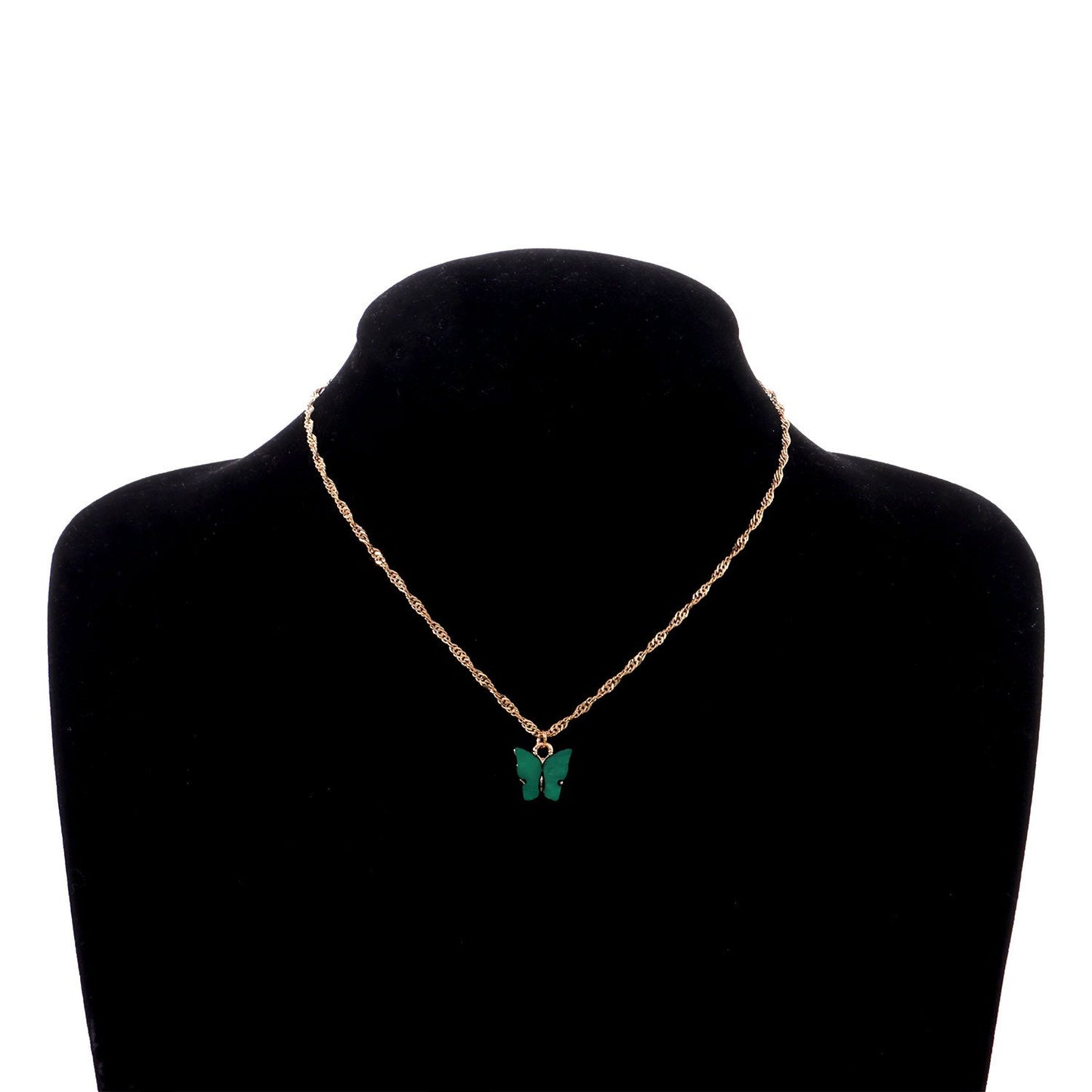 Jewelry Acrylic Colorful Butterfly Pendant Necklace Ladies Geometric Simple Hemp Rope Chain Necklace