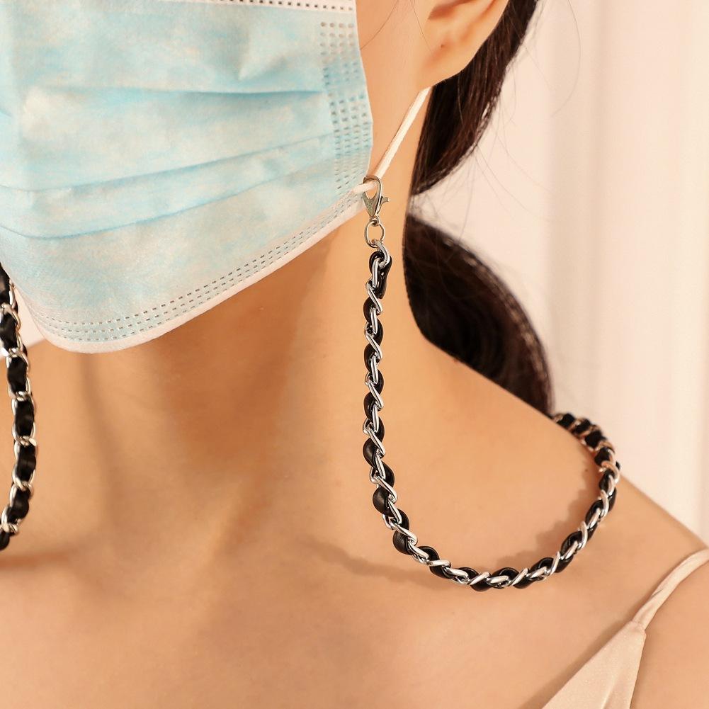 Mask lanyard fashion creative PU leather rope wearing chain mask chain glasses chain multi-purpose sweater chain