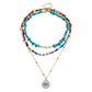 Jewelry multi-layer color rice beads turquoise devil's eye pendant necklace fashion cold necklace