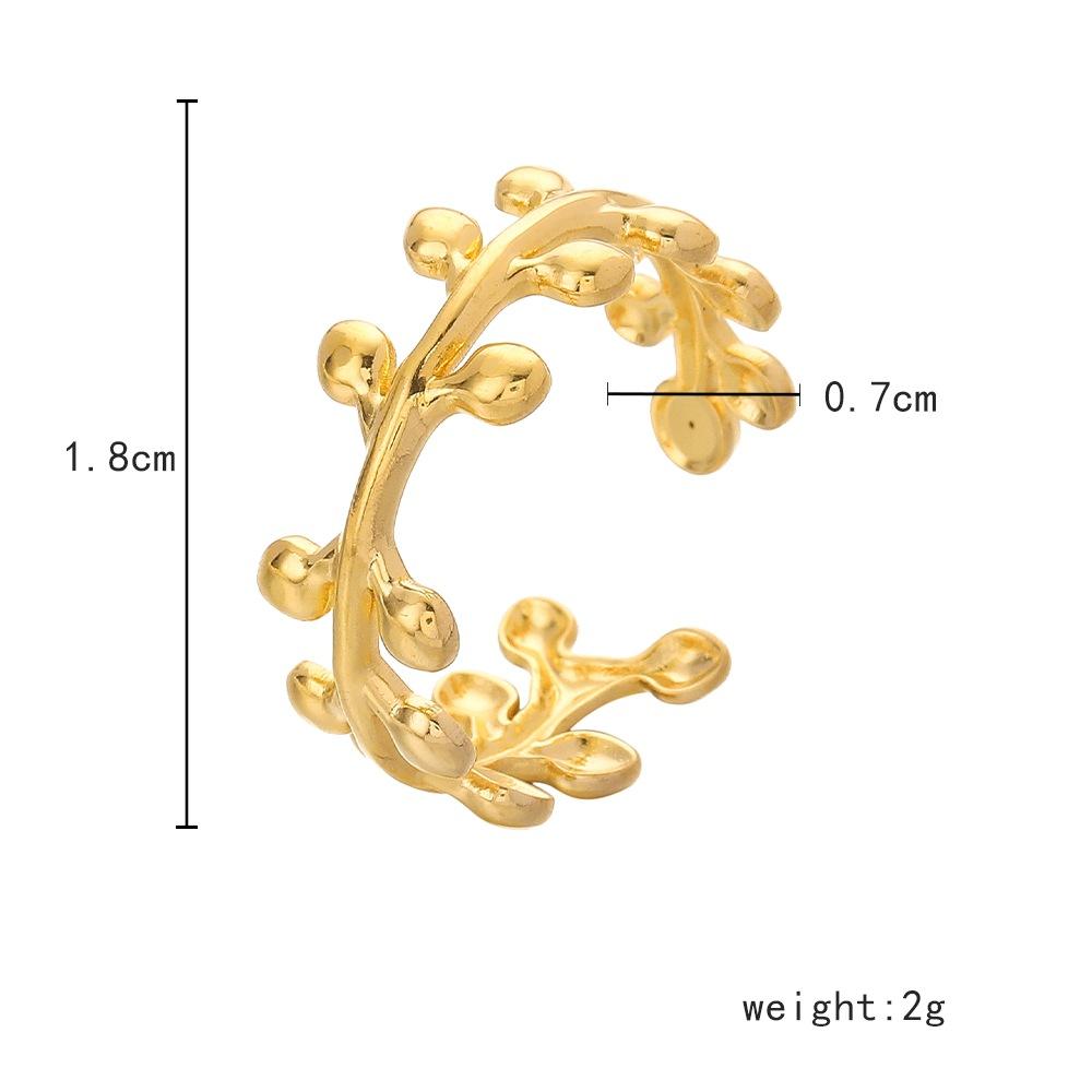 Jewelry titanium steel high-end opening branch flower rattan adjustable ring