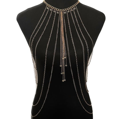 Jewelry Retro Exaggerated Tassel Body Chain Crystal Tassel Chest Chain Sexy Bikini Waist Chain Female