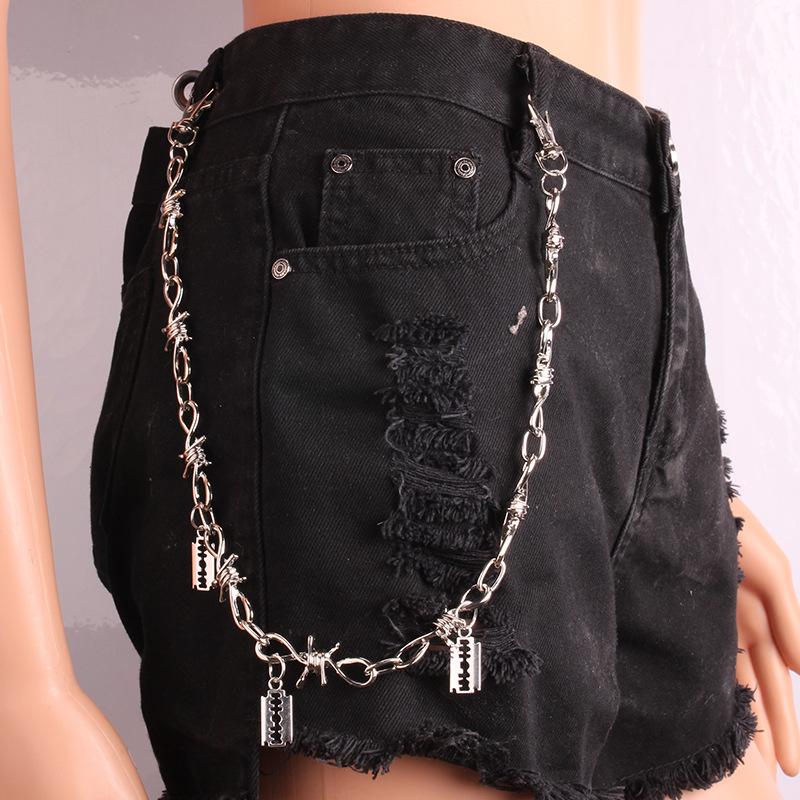 Punk metal thorn chain Hong Kong waist chain ins hip-hop blade pendant decoration personality pants chain