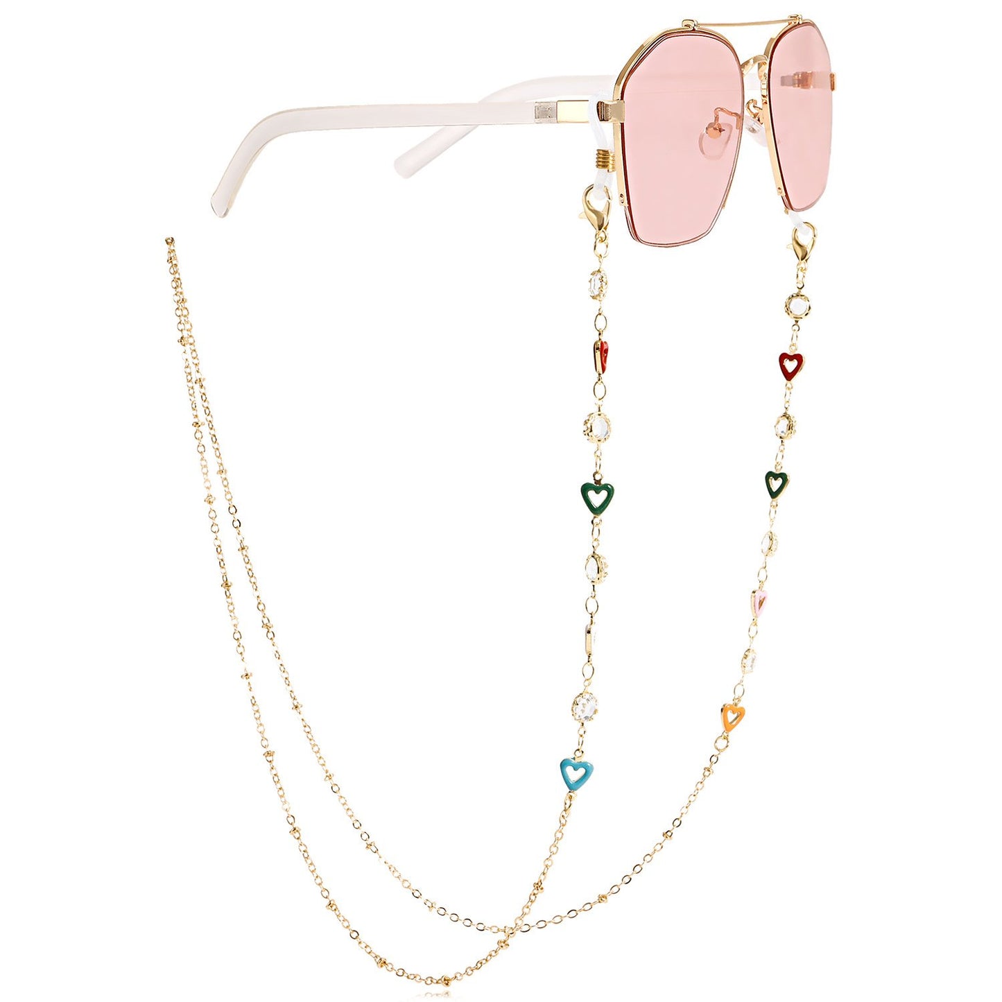 Glasses non-slip rope dripping glaze color love love diamond handmade chain high-end glasses chain mask lanyard face chain female