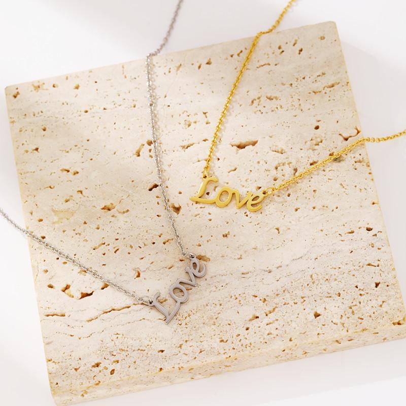 Titanium steel jewelry female lettering love pendant clavicle chain letter necklace female niche design sense
