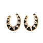 Retro Gothic U-shaped earrings hip-hop creative black and white grid horseshoe earrings exaggerated personality dripping oil earrings female