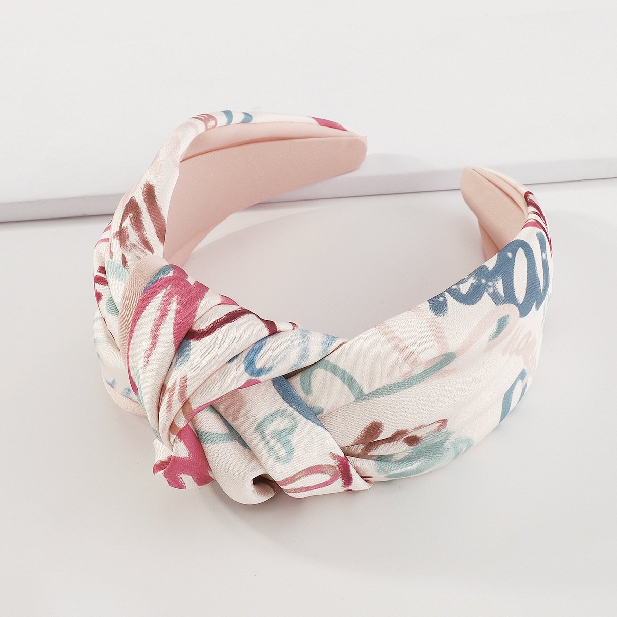 F452 Simple graffiti art wide-brimmed headband knotted sweet niche hair accessories French fabric simple headband female