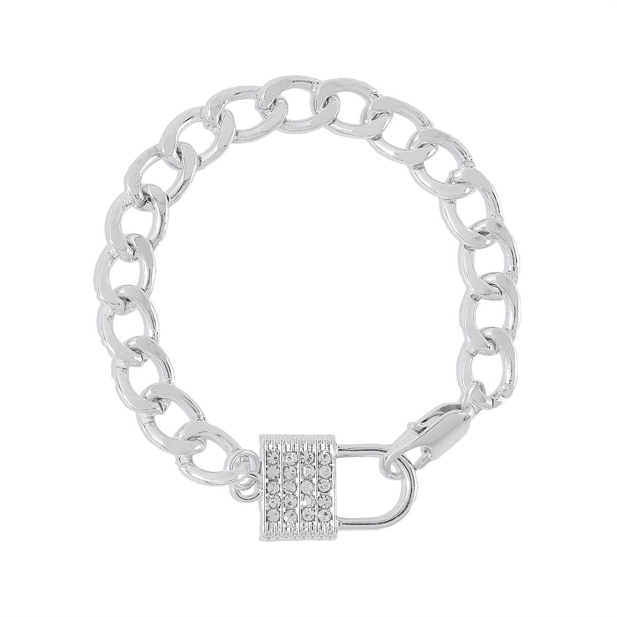 B1878 Minority diamond-encrusted bracelet with exaggerated personality, small chain lock, indifferent and simple hip-hop jewelry