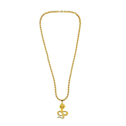 Jewelry personalized men's twist chain exaggerated metal cobra pendant hip-hop long necklace