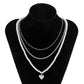 Jewelry Temperament Retro Diamond Heart Pearl Necklace Hip Hop Metal Geometric Clavicle Necklace