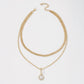 N876 Double Layered Necklace Women's Exaggerated Retro Personality Micro-inlaid Necklace Small Fresh Fashion Necklace