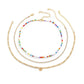 Jewelry Claw Chain Metal Alphabet Sequin Necklace Ethnic Color Rice Beads Imitation Pearl Multilayer Necklace